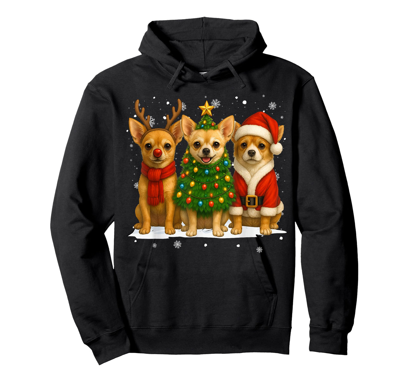 Retro Christmas Chihuahua Santa Reindeer Dog Lover T-Shirt