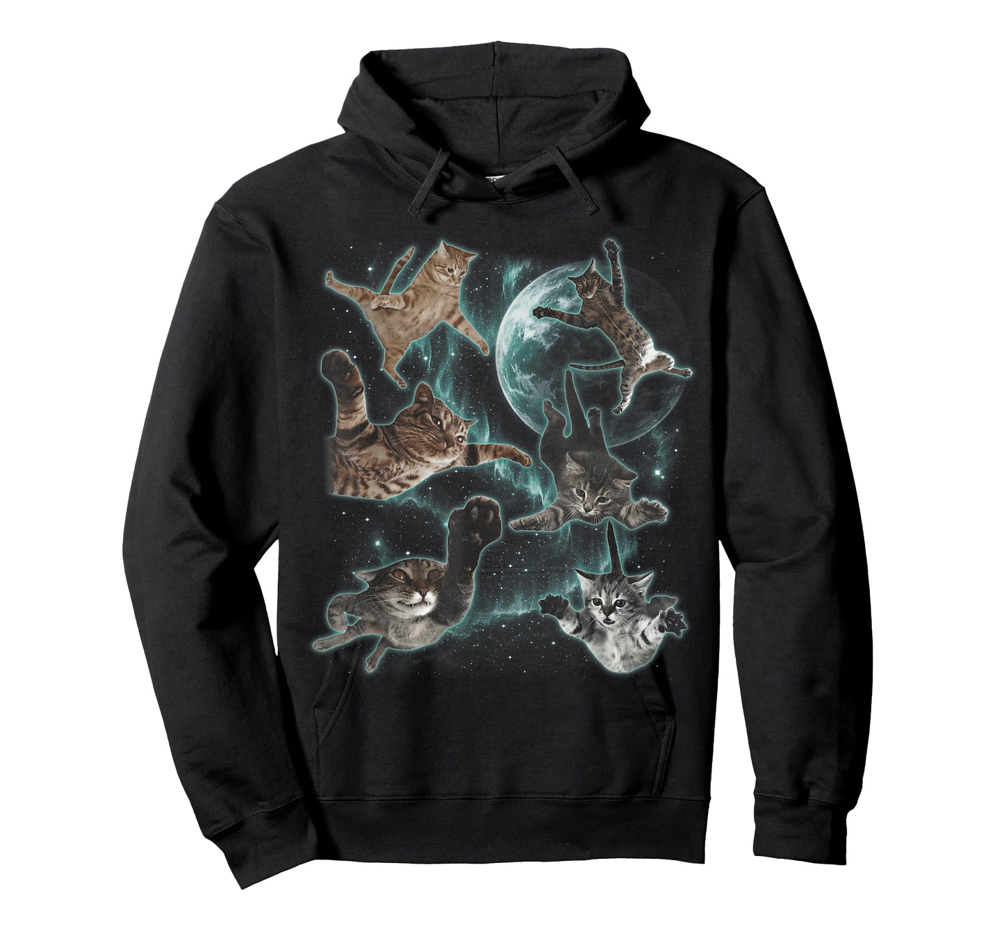 Cats Flying in Galaxy Vintage 90s Funny Galaxy Cat in Space T-Shirt