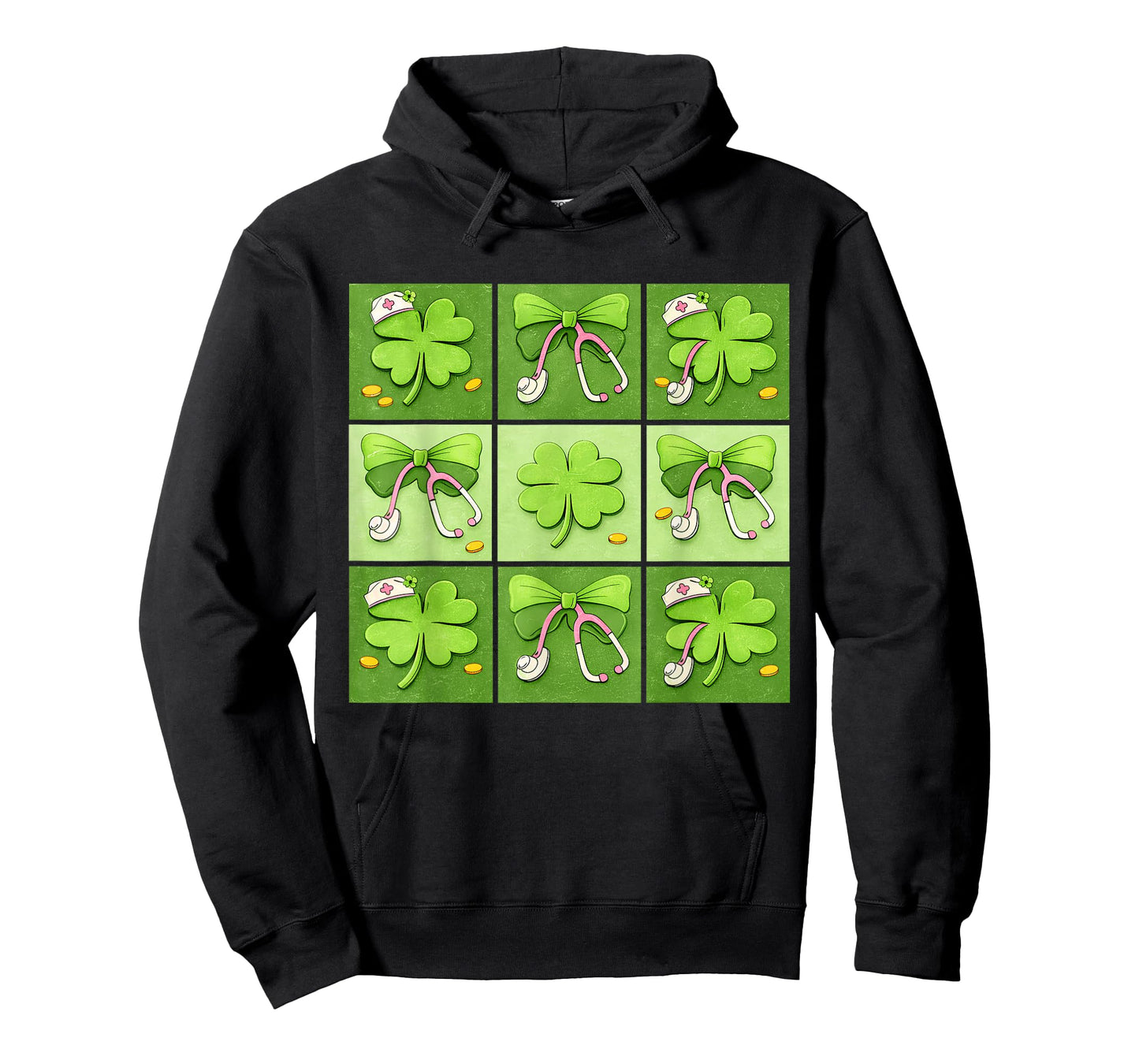 Cute Coquette Bow Shamrocks Nurses St. Patrick's Day Girls T-Shirt