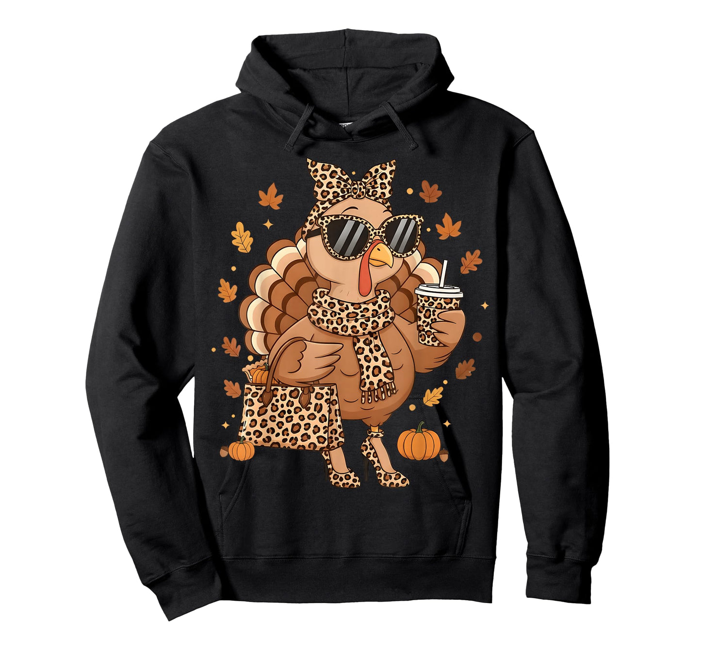 Leopard Turkey with Sunglasses Funny Thanksgiving Women T-Shirt