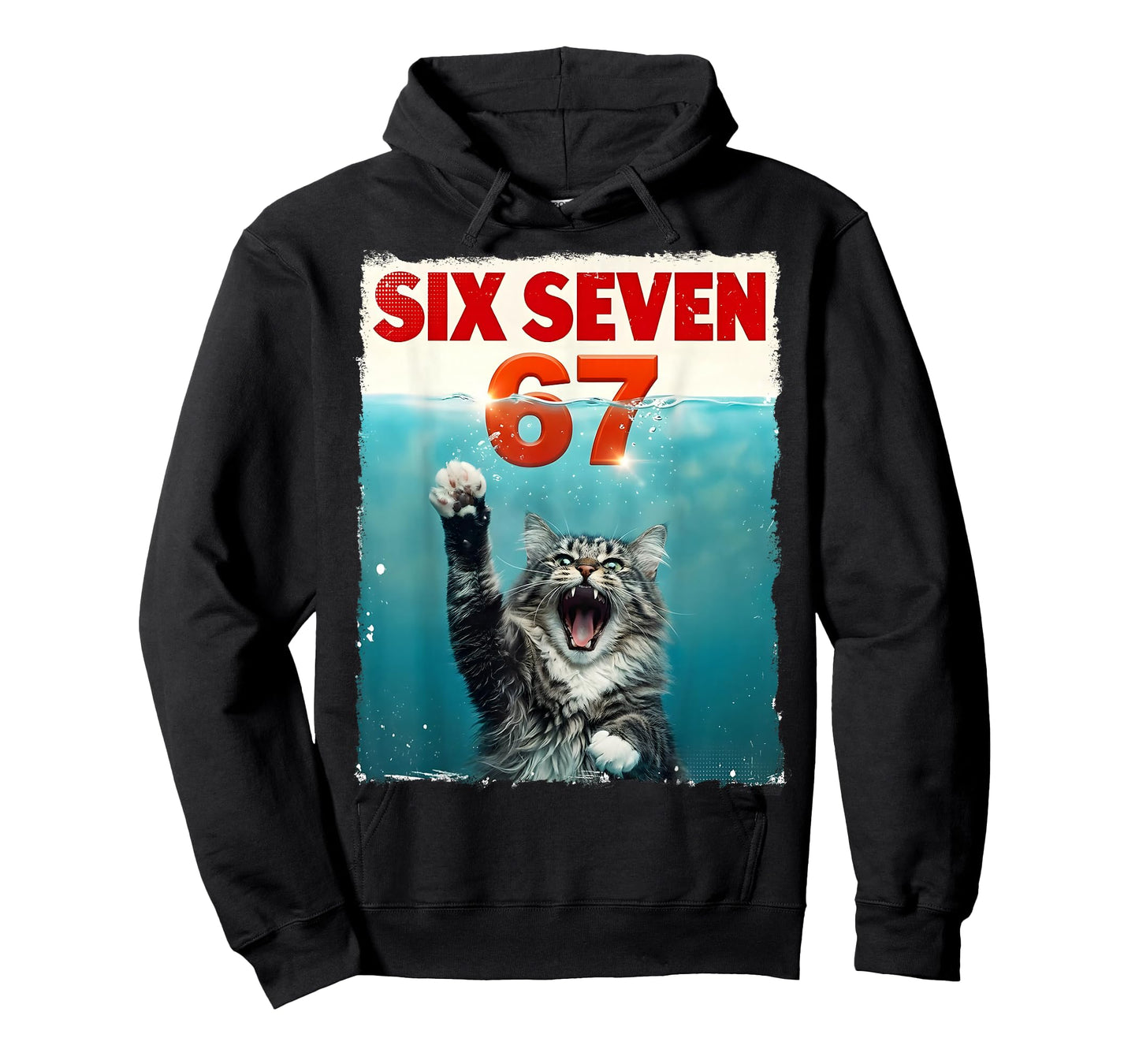 Funny Cat Six Seven 67 Meme Paws Humor Cat 67 Kitten Gift T-Shirt