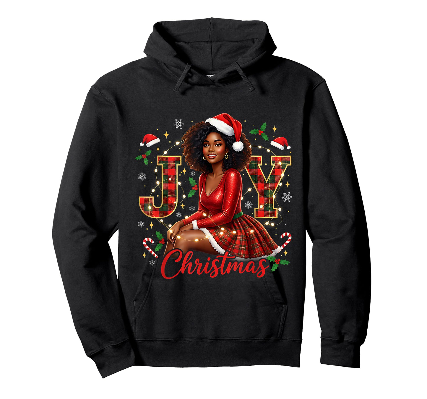 Melanin Afro Sleigh Queen Christmas African American T-Shirt
