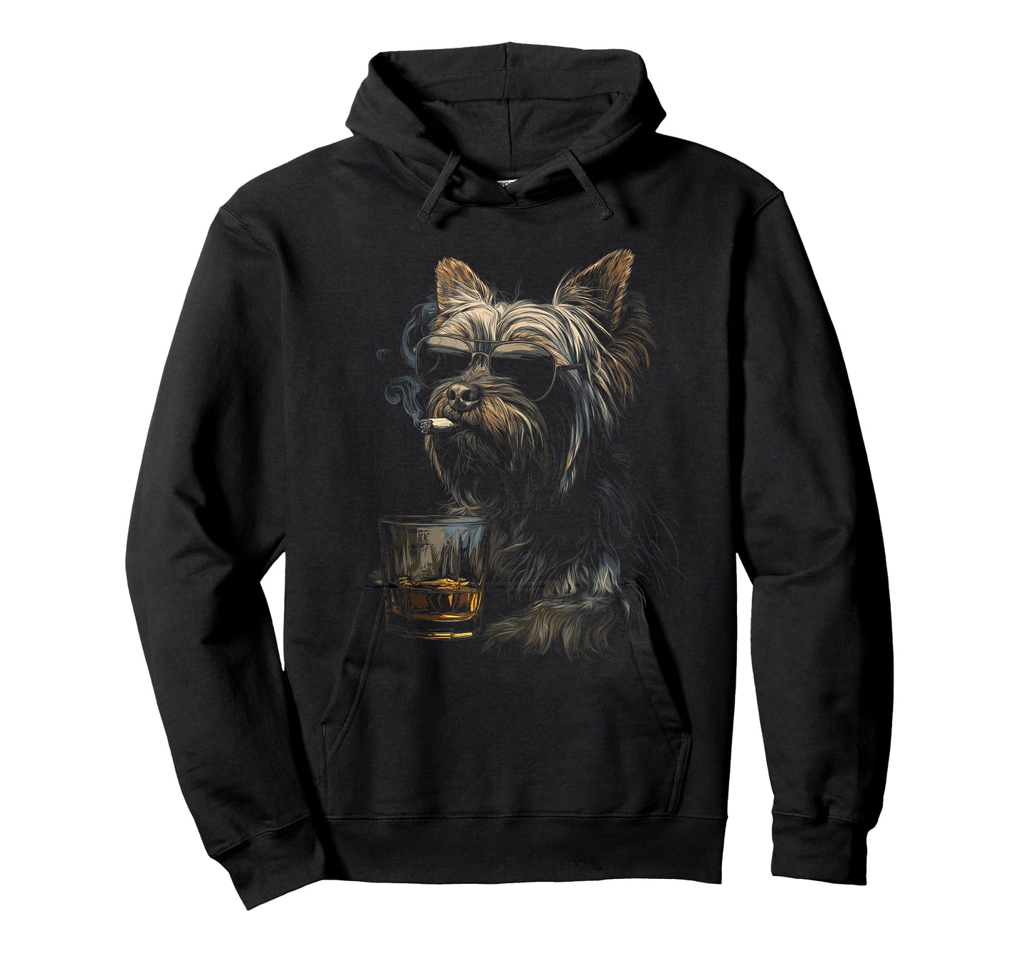 Yorkshire Terrier Smoking Cigarette Whisky Lover Funny Dog T-Shirt