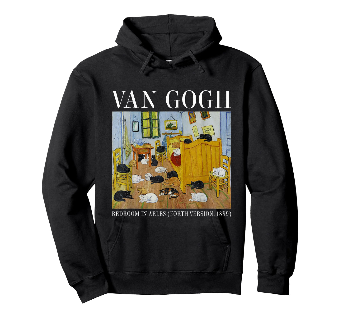 Bedroom Van Gogh Cats Funny Cat Art Paintings T-Shirt