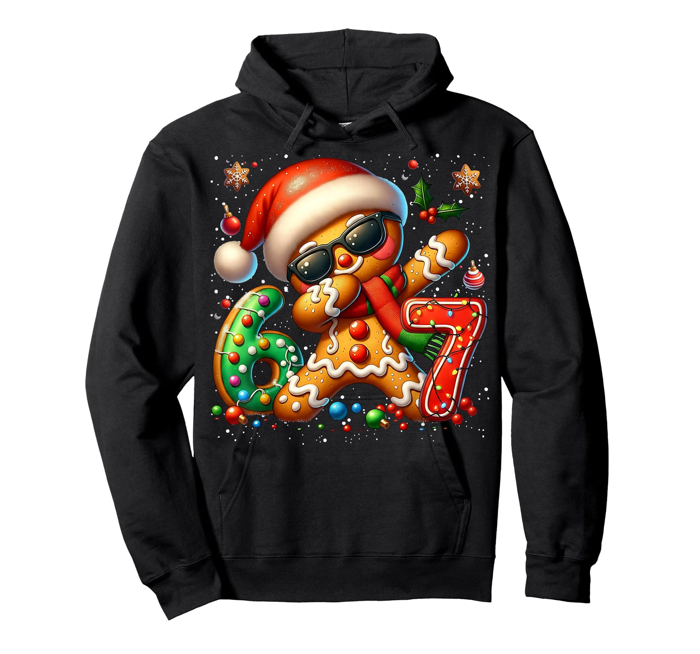 Funny Gingerbread Dabbing Six Seven 67 Meme Christmas Boys T-Shirt