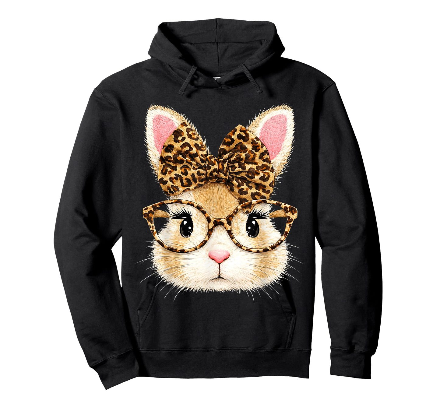 Cute Bunny Face Leopard Coquette Bow Easter Day Girls Women T-Shirt