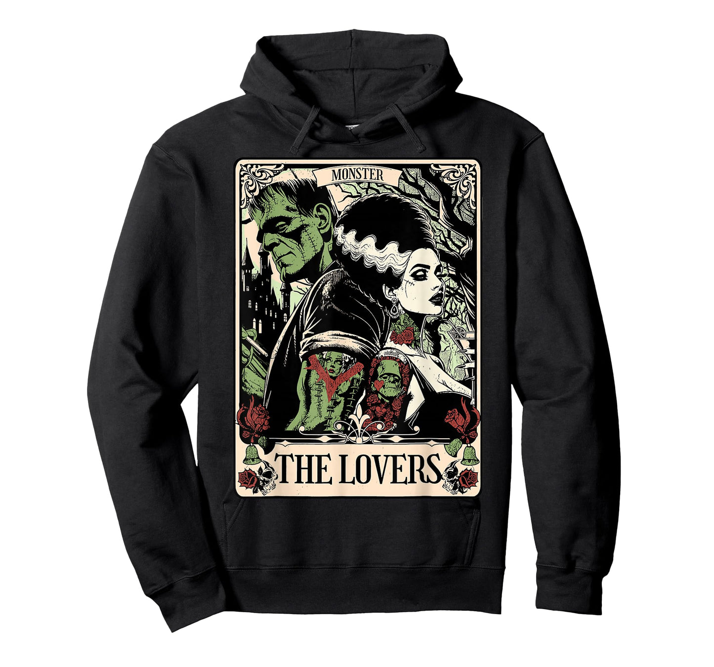 Halloween The Monster and Bride The Lovers Tarot Card T-Shirt