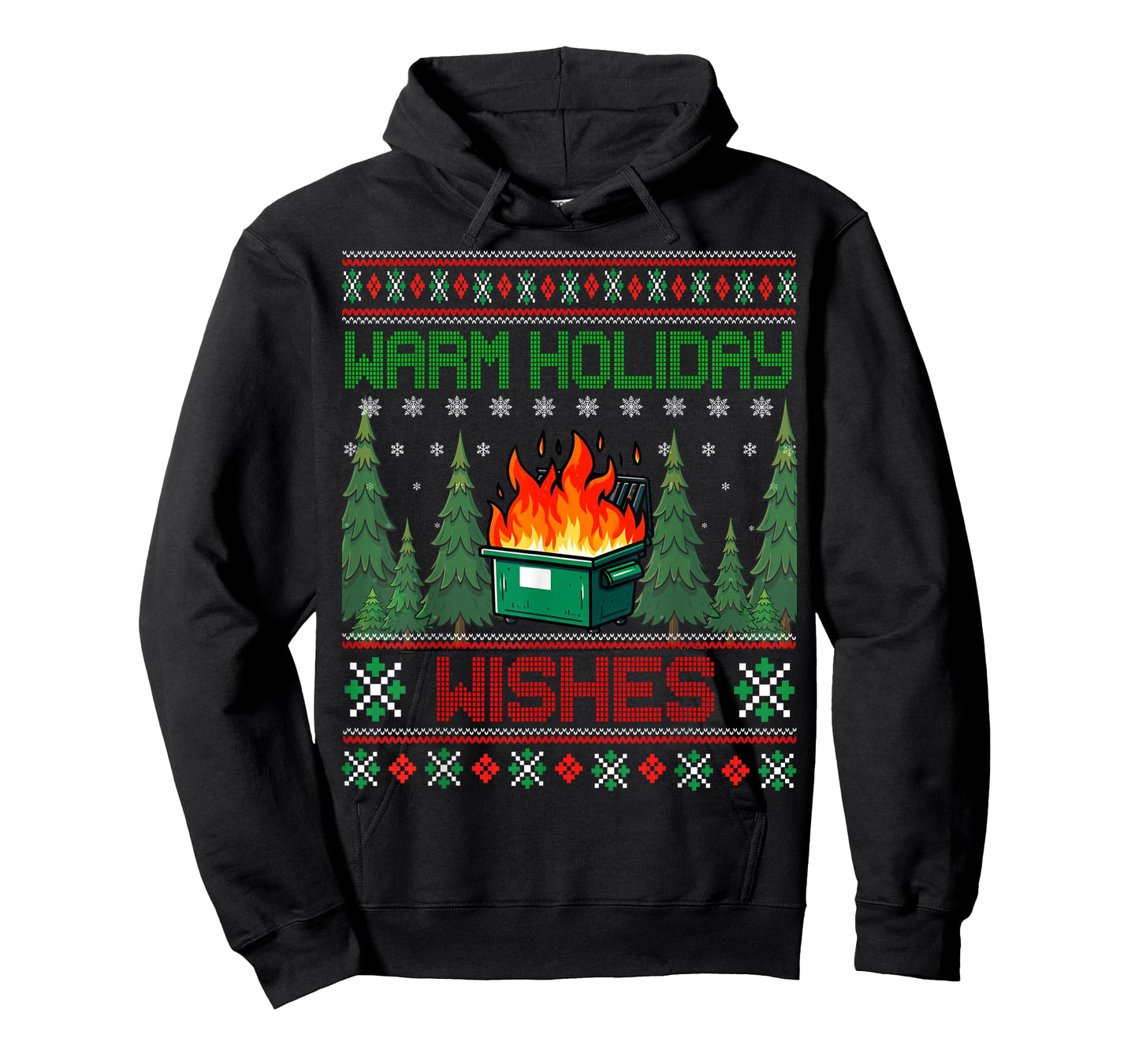 Warm Holiday Wishes Christmas Lights Sweater Dumpster Fire T-Shirt