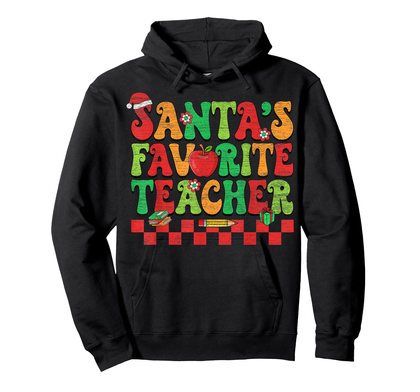 Santas Favorite Teacher Retro Groovy Christmas Xmas Women T-Shirt