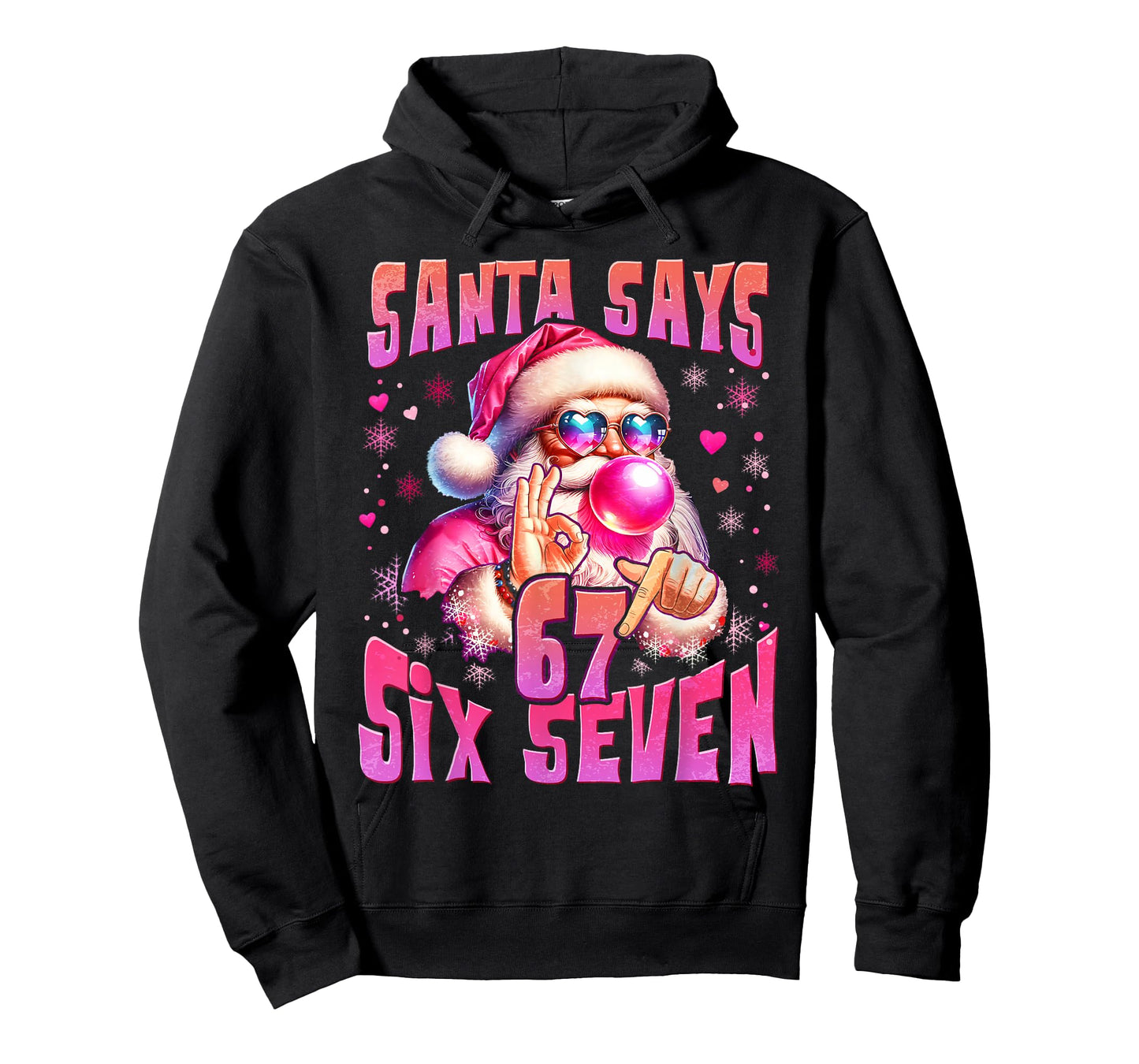 Santa Says Six Seven 6 7 Meme Santa Pink Bubble Christmas T-Shirt