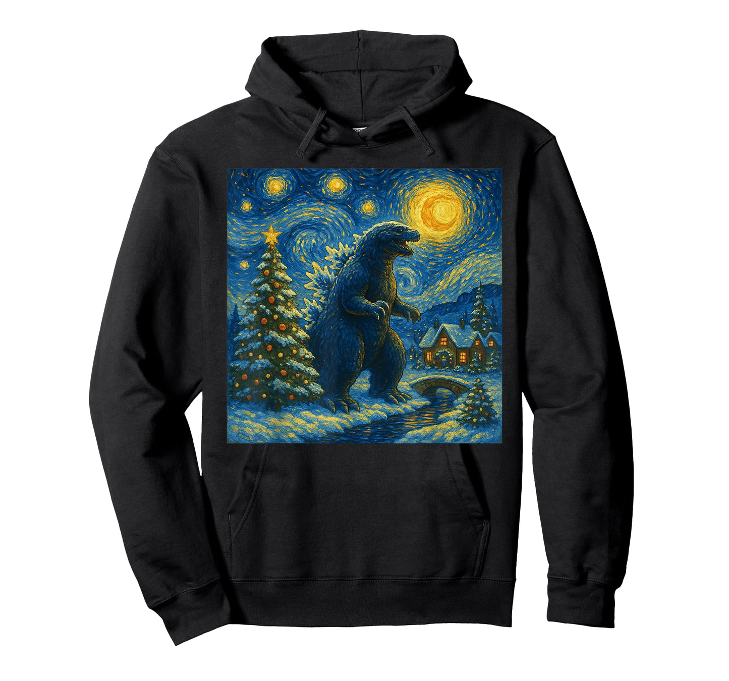 Kaiju Christmas Van Gogh Starry Night Japanese Monster T-Shirt