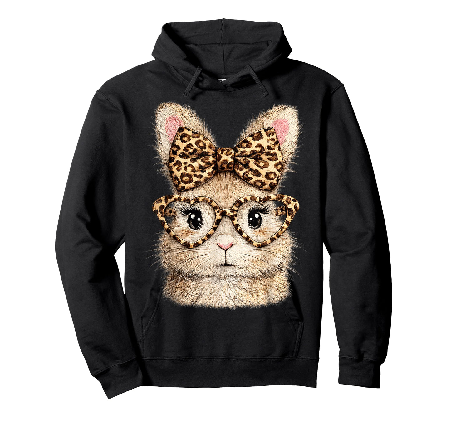 Funny Bunny Face Heart Glasses Bandana Leopard Rabbit T-Shirt