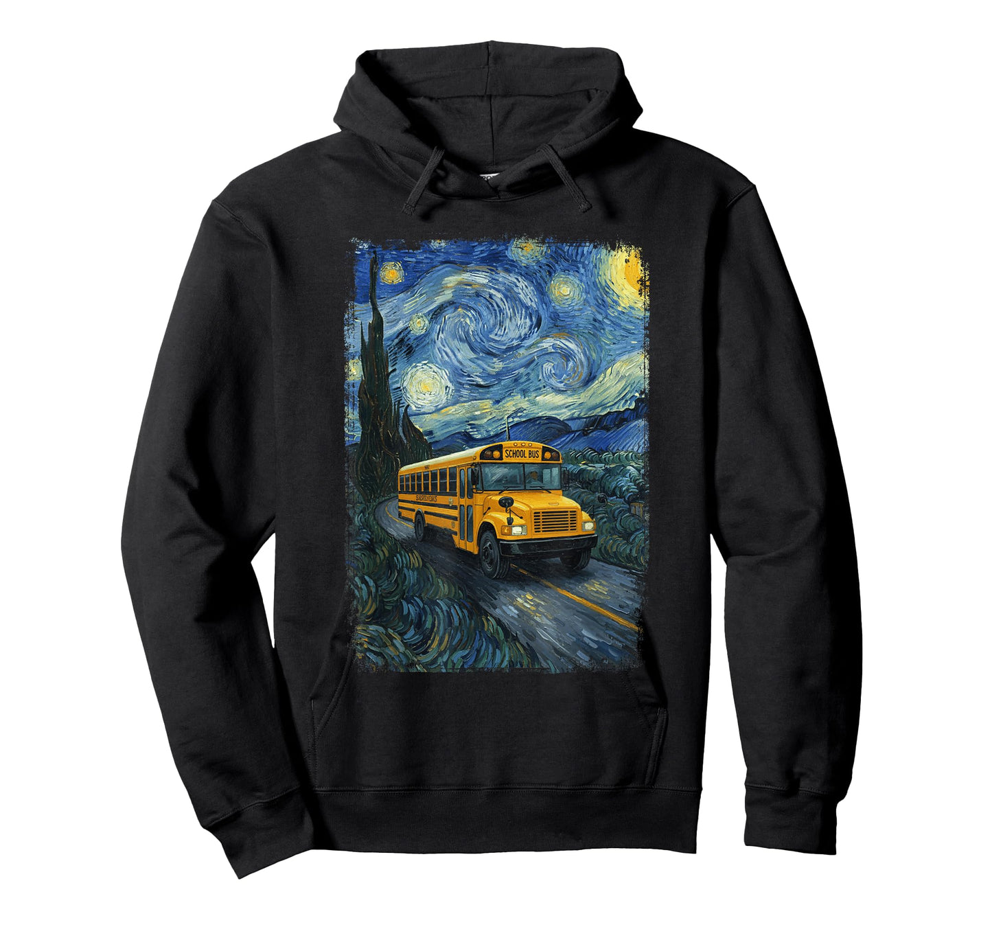 School Bus Van Gogh Starry Night Bus Driver T-Shirt