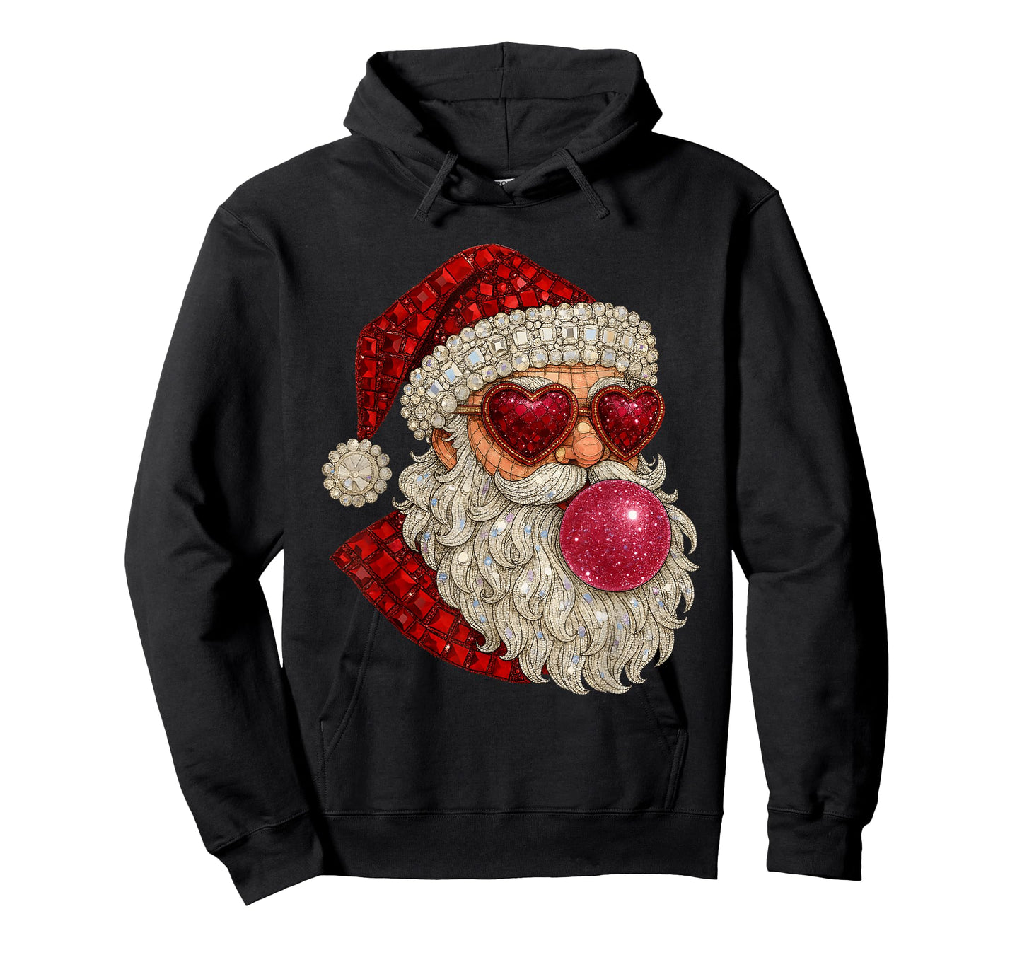 Glam Santa Bubblegum Heart Glasses Xmas T-Shirt