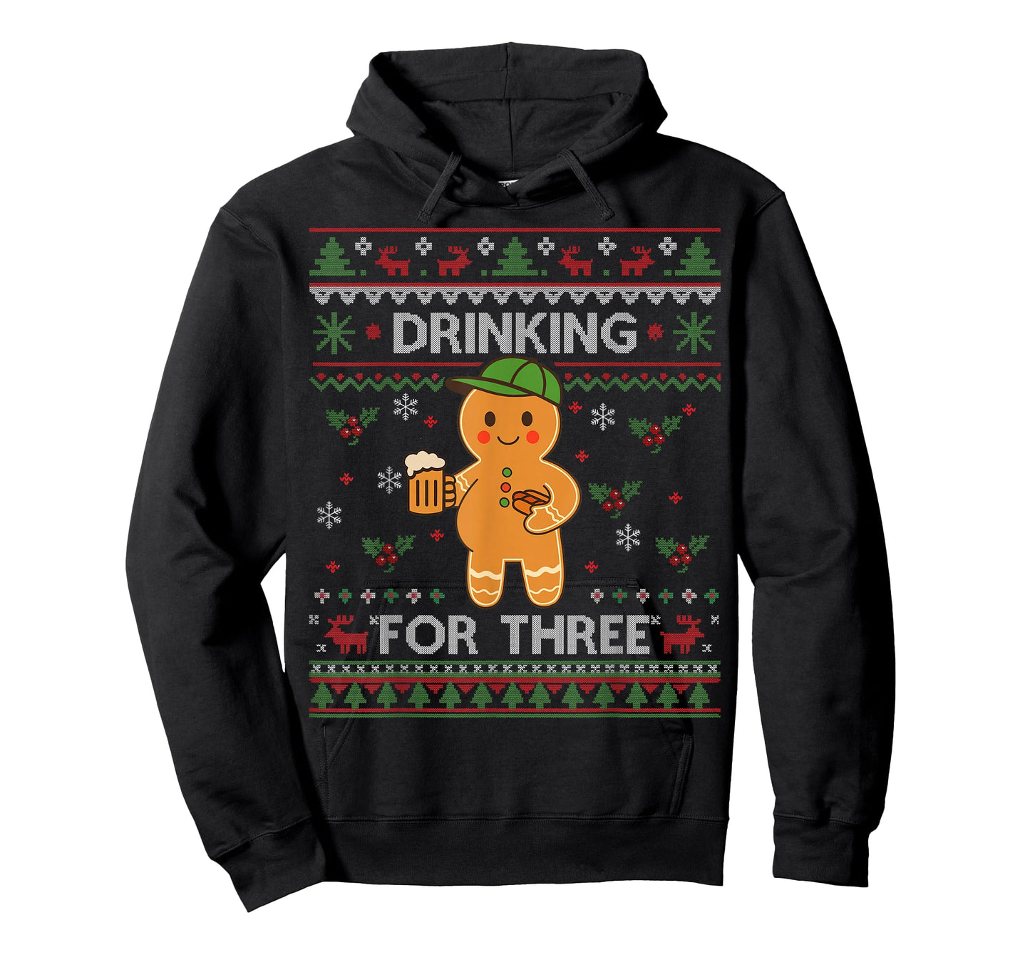 Drinking for Three Pregnancy Announcement Ugly Sweater Xmas T-Shirt