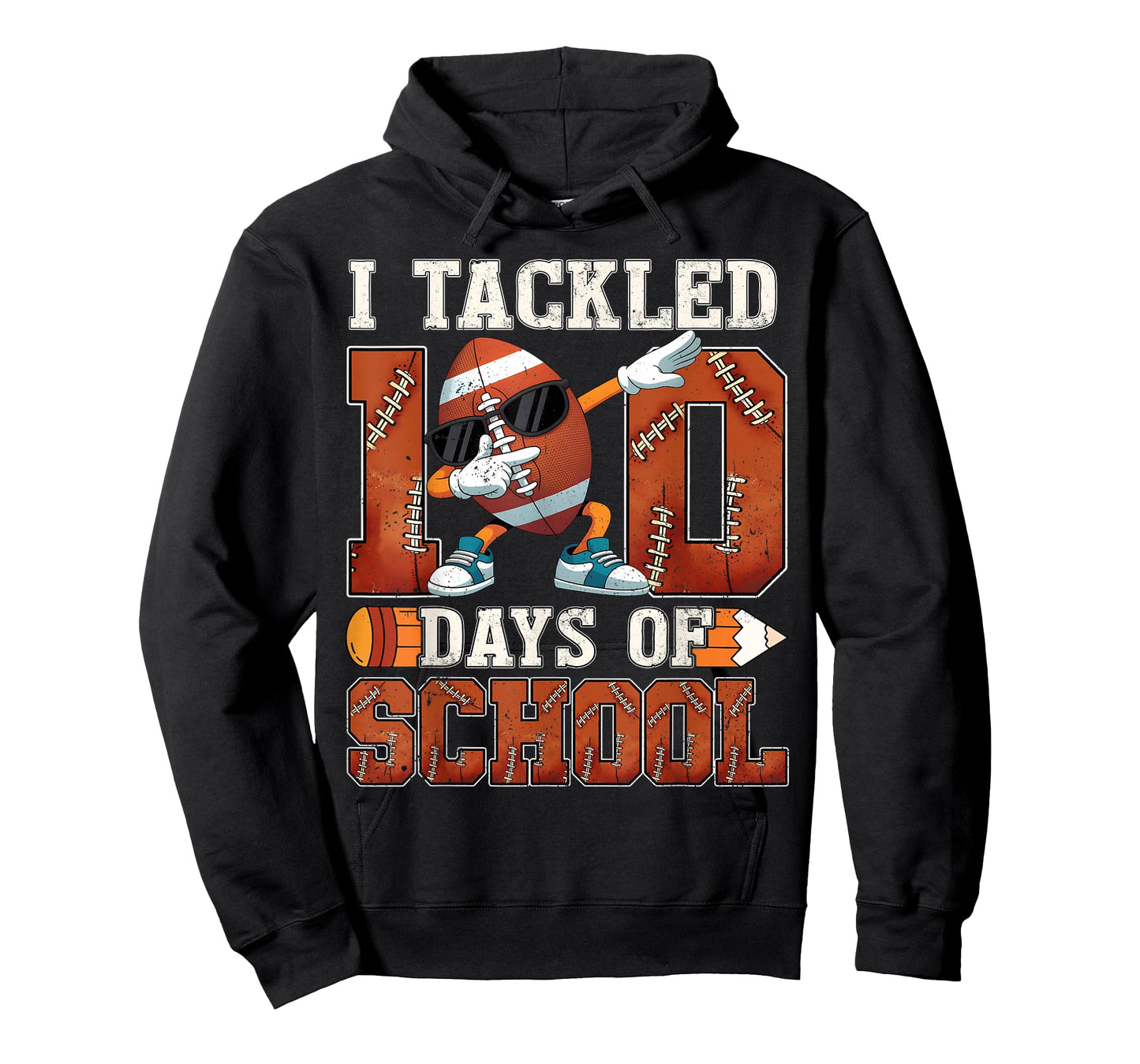 100th Day of School Football Tackle 100 Days Mens Boys Kids T-Shirt