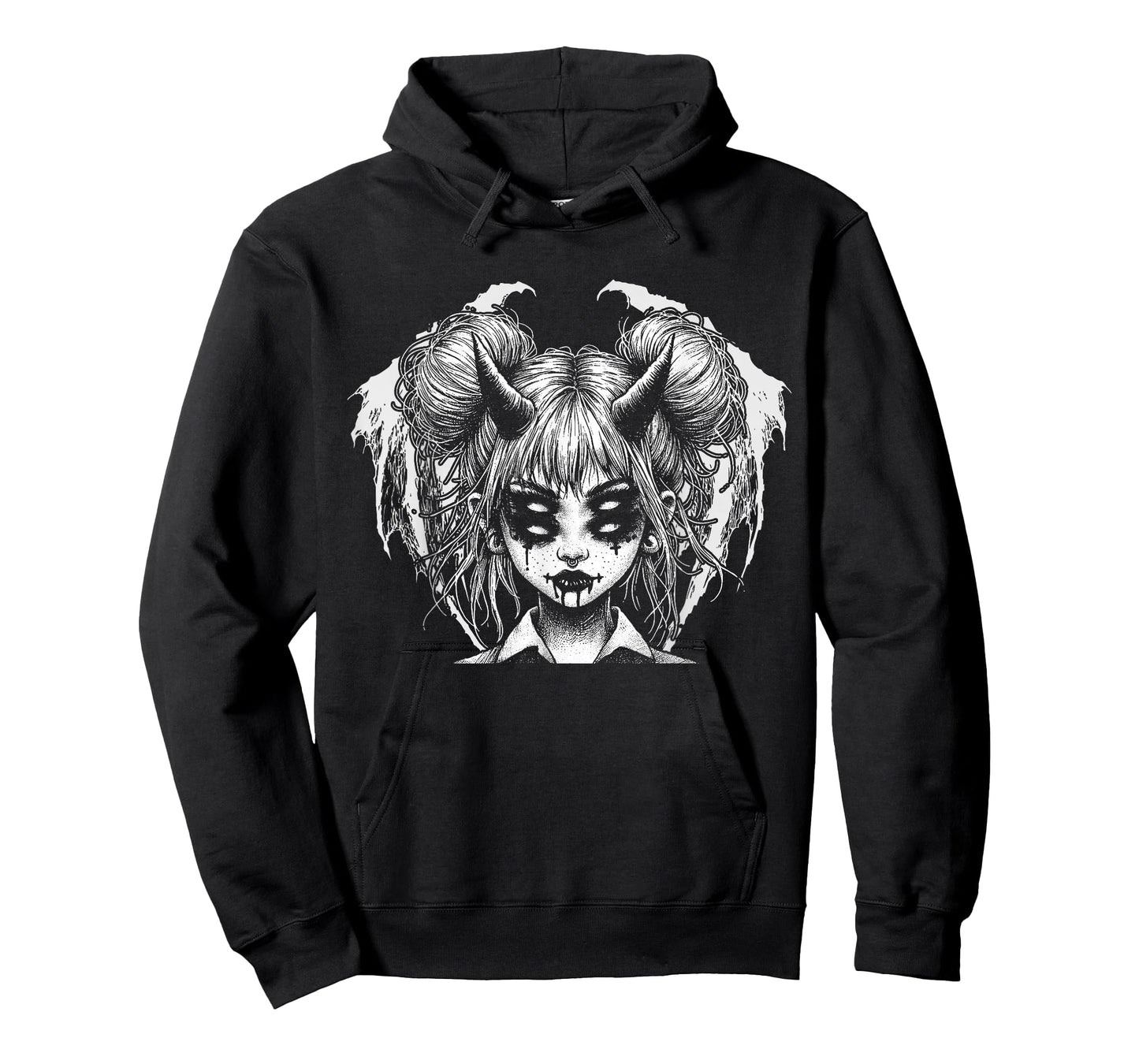 Satanic Devil Halloween Horned Girl Goth Glitch T-Shirt