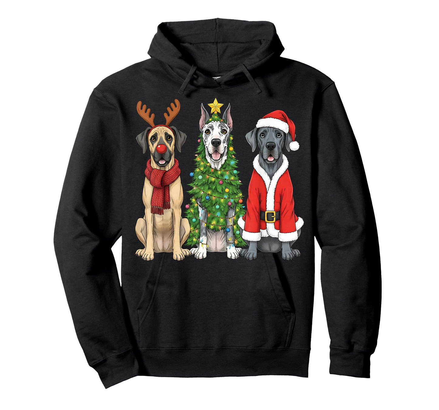 Retro Christmas Great Dane Santa Reindeer Dog Lover T-Shirt