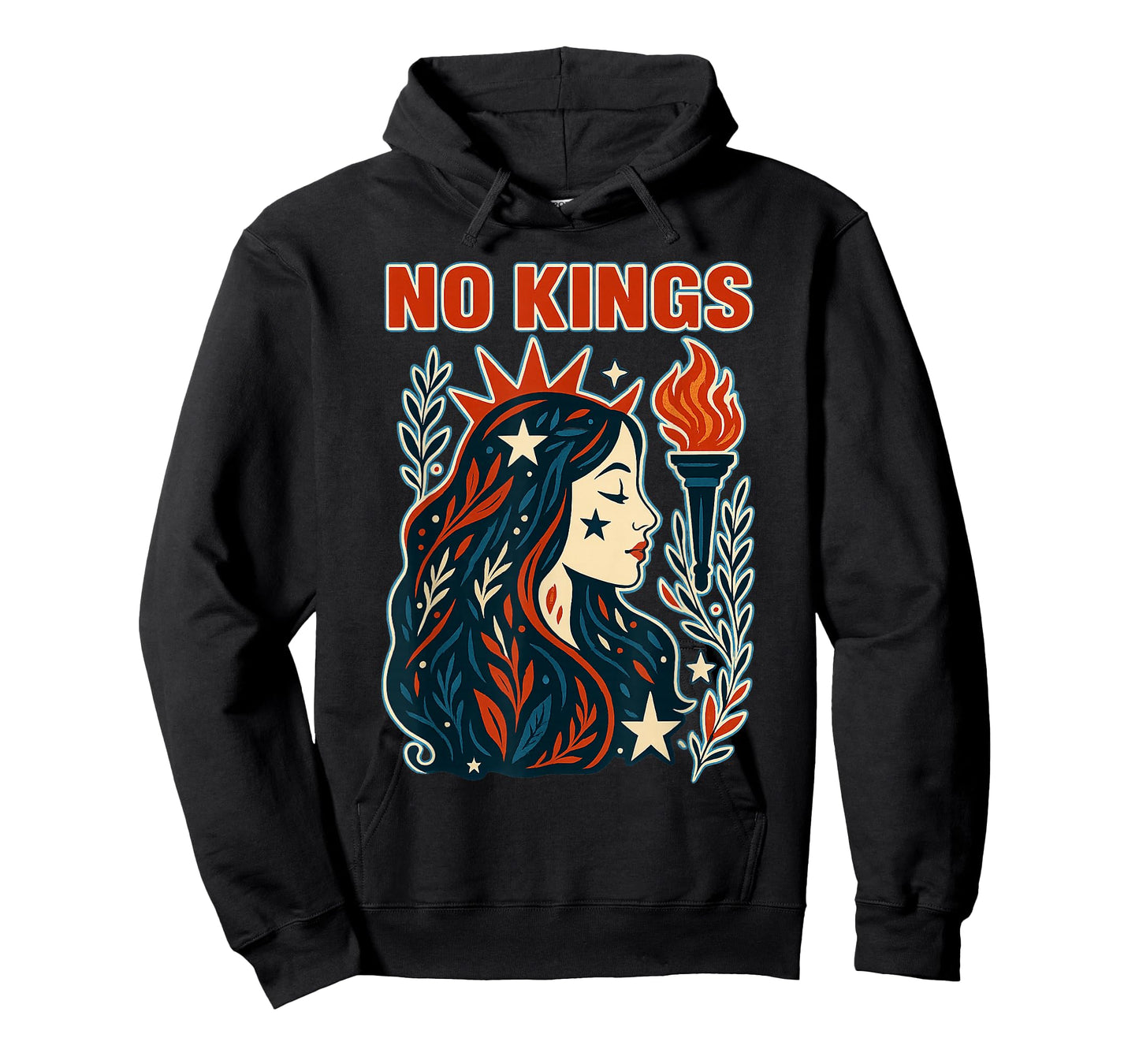 No Kings Retro Patriotic Woman Liberty Womens T-Shirt