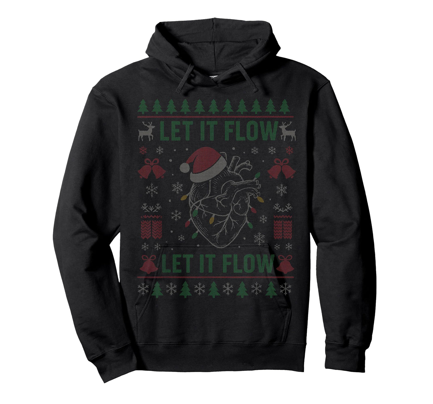 Let It Flow Anatomy Heart Cardiac Nurse Santa Ugly Christmas T-Shirt