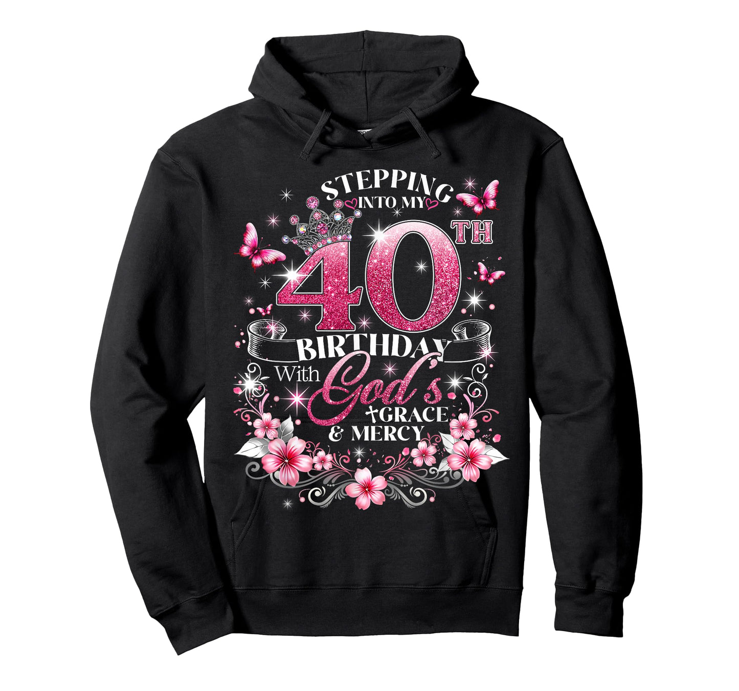 Womens Stepping Into My 40th Birthday with Grace & Faith T-Shirt