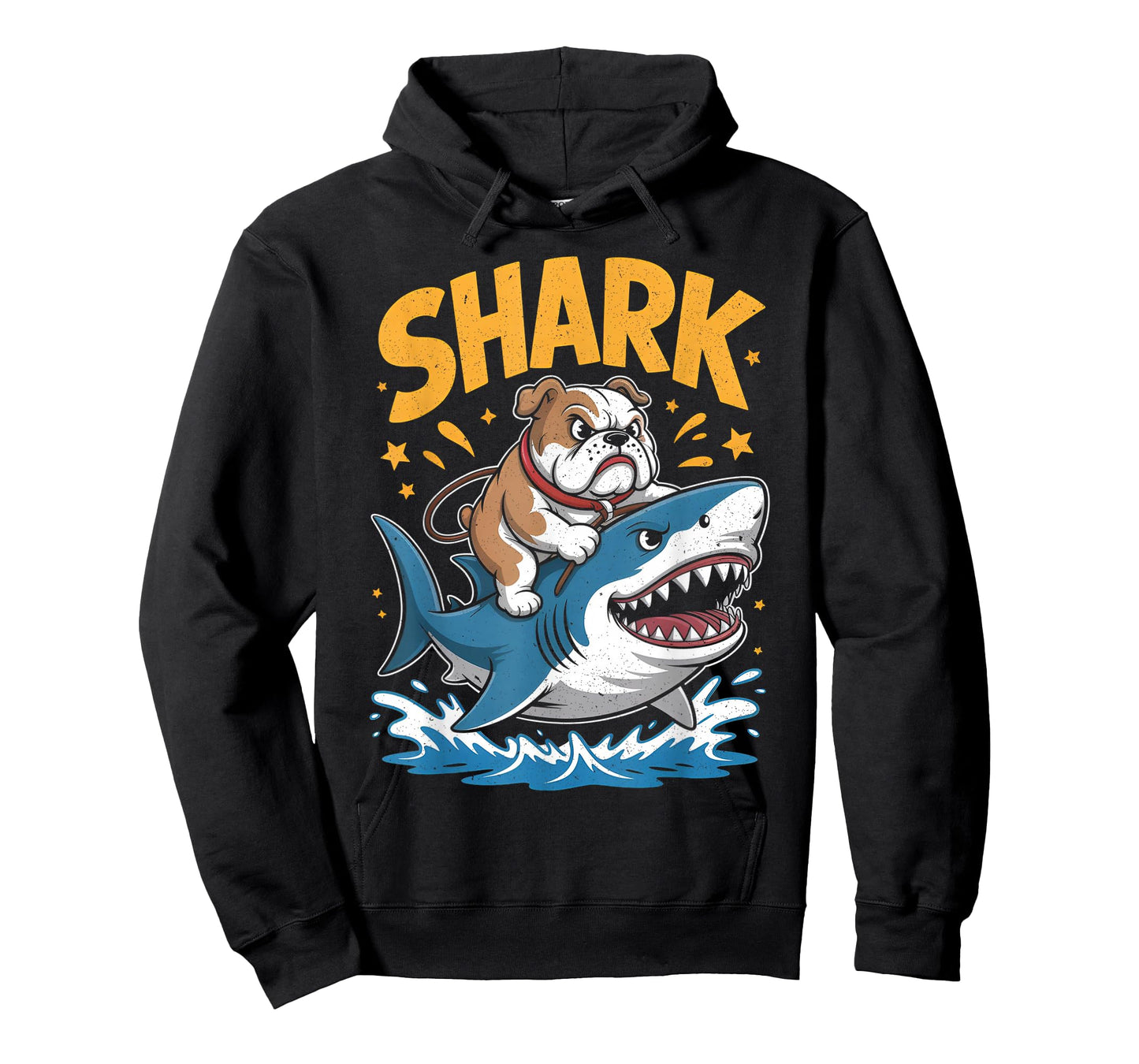 English Bulldog Riding Shark Space Galaxy Jawsome T-Shirt