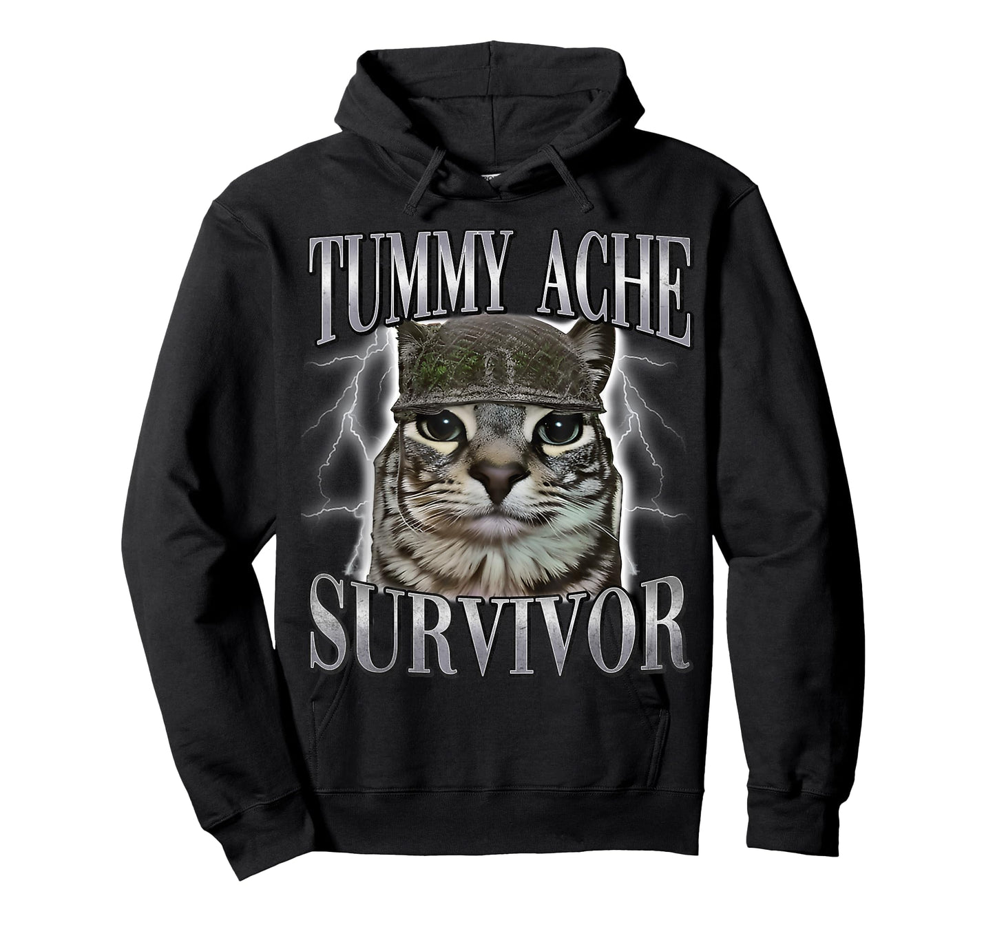 Tummy Ache Survivor Cat Meme Funny Saying Cats Animals Quote T-Shirt