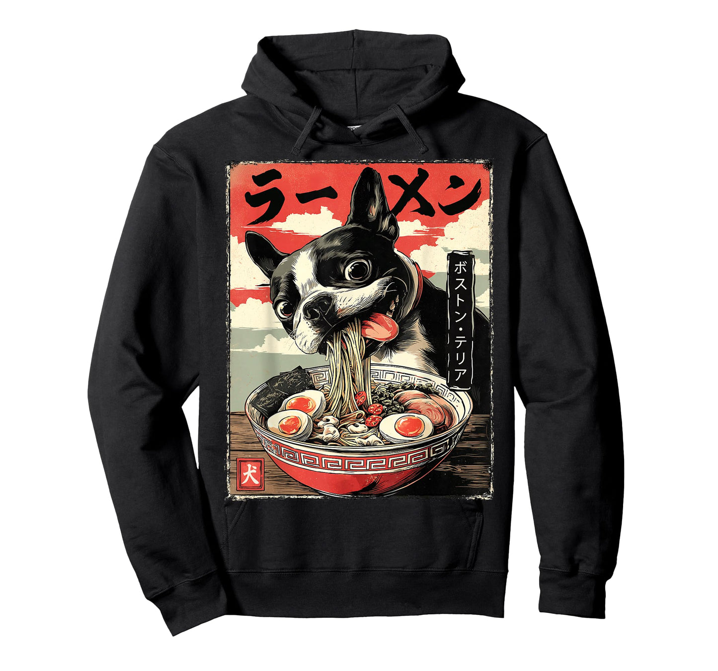 ボストン・テリア Boston Terrier Dog Vintage Ramen Japanese Noodles T-Shirt