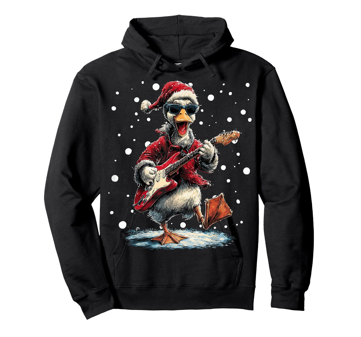 Christmas Duck Playing Guitar Funny Musician Animal Music T-Shirt