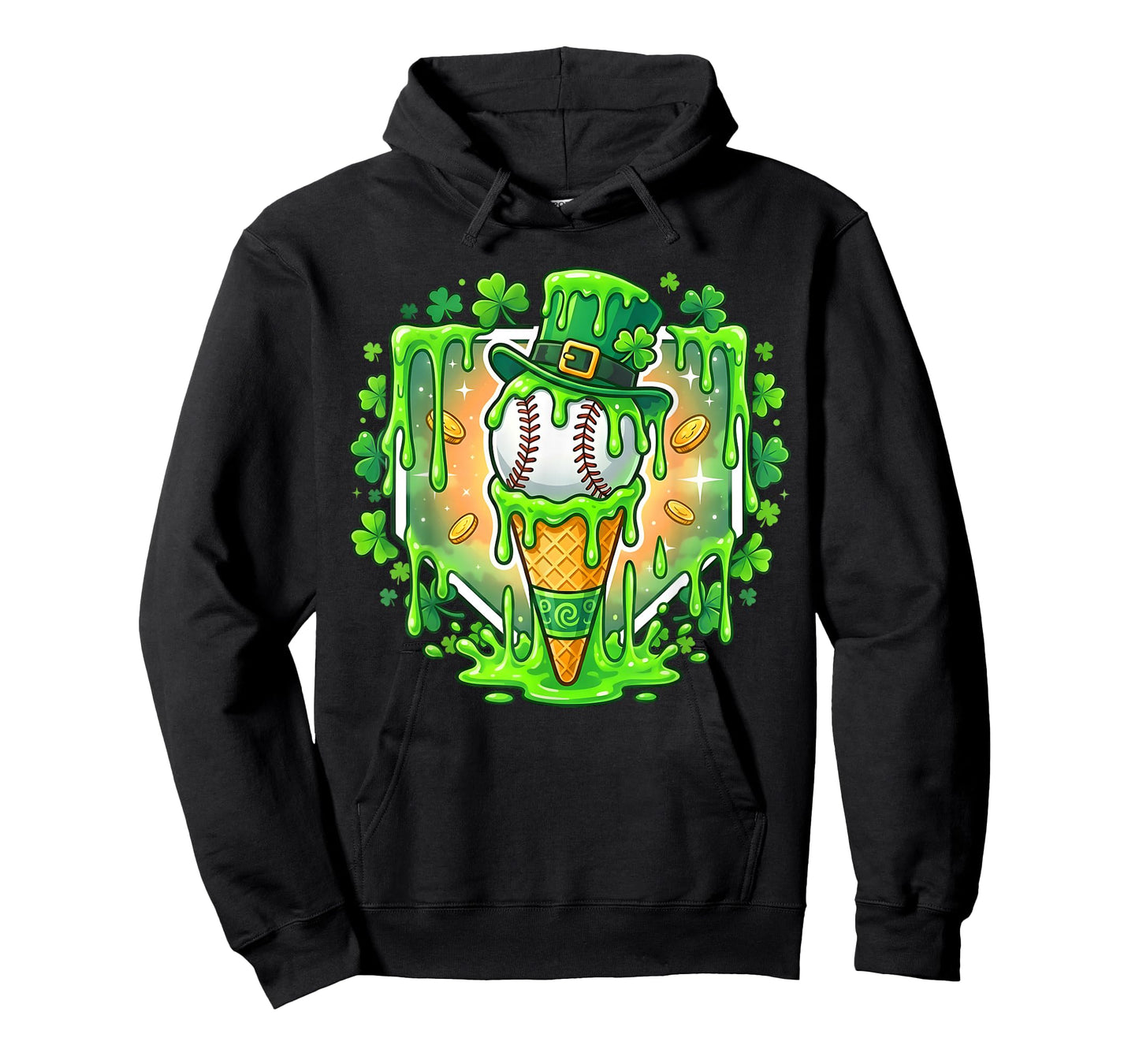 St Patrick Day Baseball Drip Ice Cream Baseball Home Plate T-Shirt