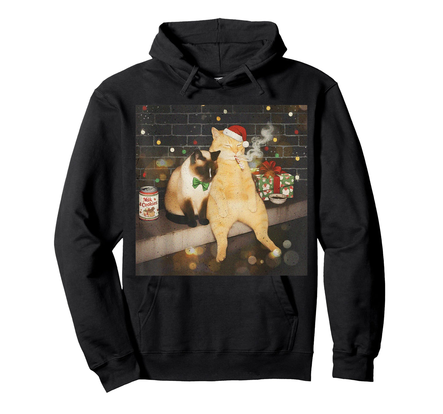 Christmas Smoking Cat Funny Candy Cane Cat Santa Meme Animal T-Shirt