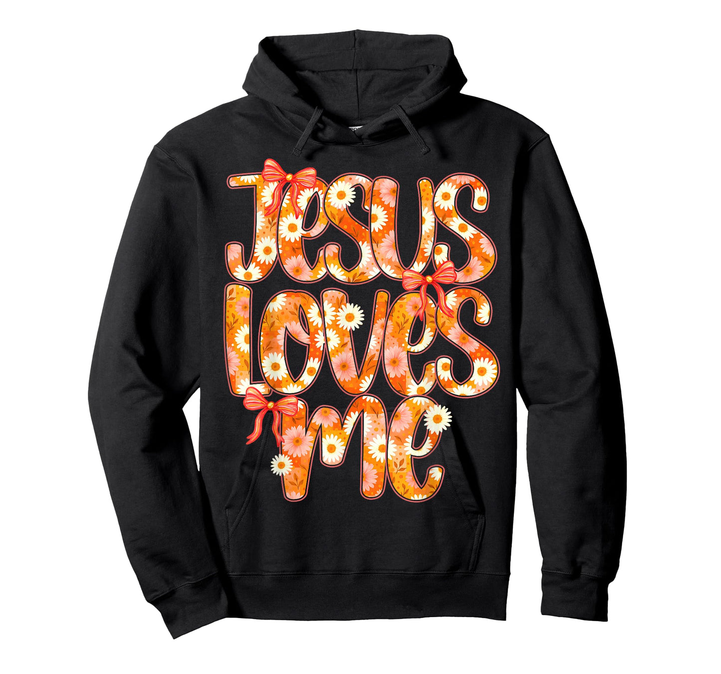 Jesus Loves Me Daisy Bow Christian Women Girl Kid Religious T-Shirt