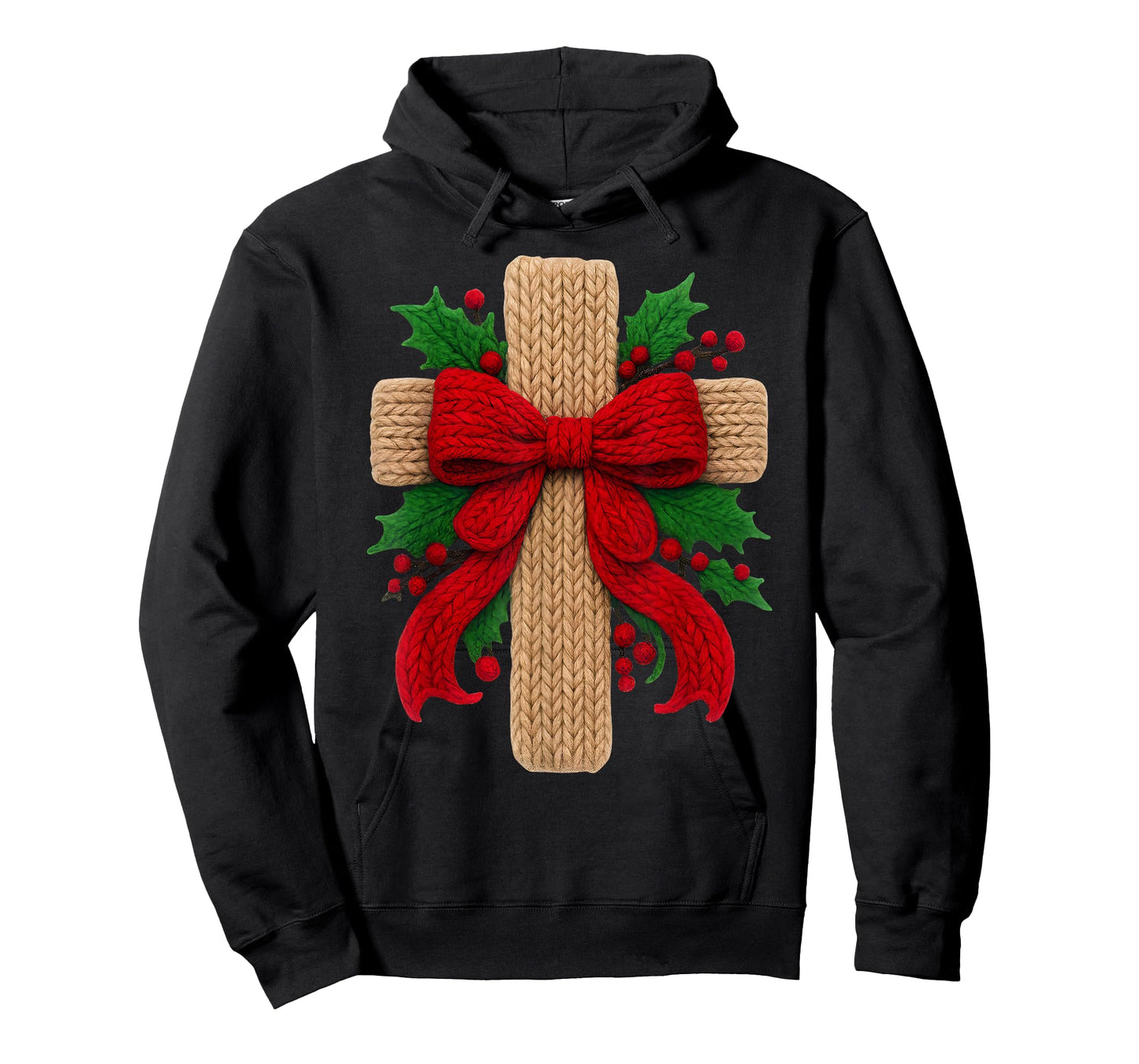 Christian Cross Crochet Jesus Xmas Pajamas Holiday Christmas T-Shirt