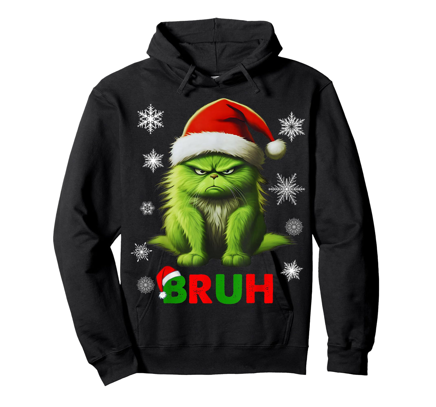 Funny Christmas Cat Bruh Y2K Xmas Meowy Cat Lovers Santa Hat T-Shirt