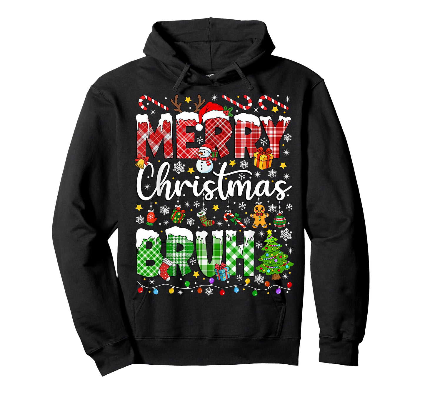 Merry Christmas Bruh Santa Funny Red Plaid Teens Boys Kids T-Shirt
