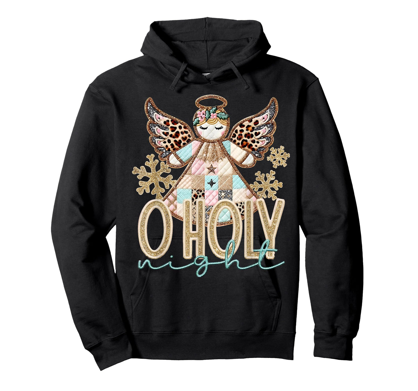 O Holy Night Patchwork Angel Christian Jesus Christmas Xmas T-Shirt