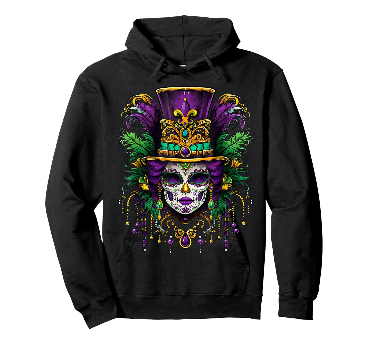 Mardi Gras Mask Feathers Carnival New Orleans Fleur De Lis T-Shirt