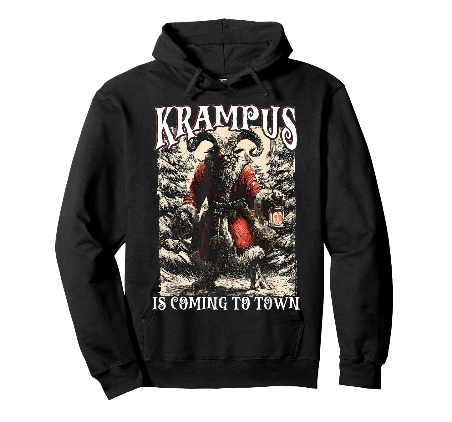 Retro Creepmas Krampus is Coming to Town Dark Humor Xmas T-Shirt