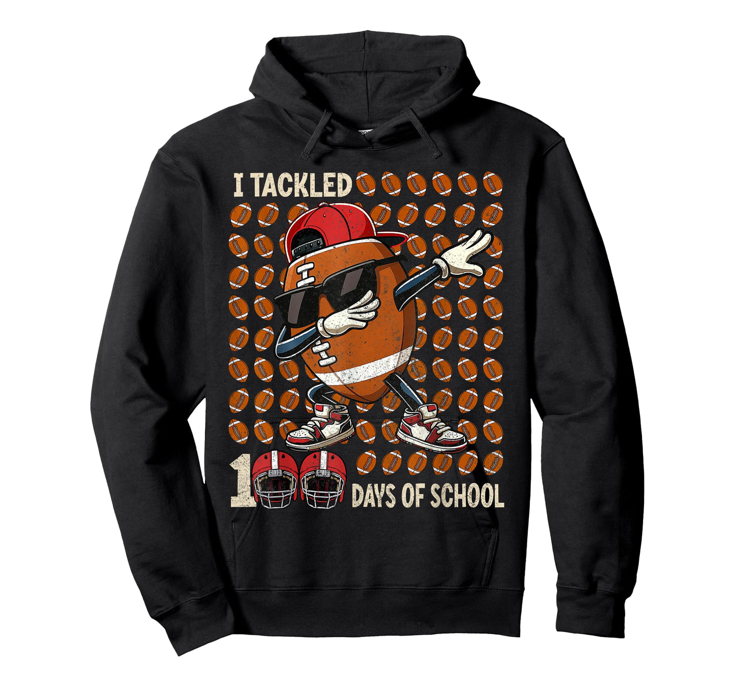 I Tackled 100 Days of School Dabbing Football Boy 100th Day T-Shirt