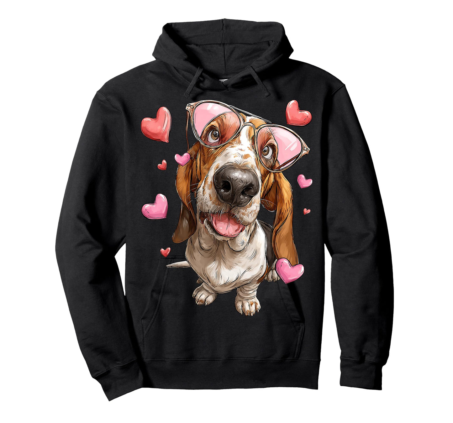 Basset Hound Dog Valentine's Day Heart Sunglasses T-Shirt