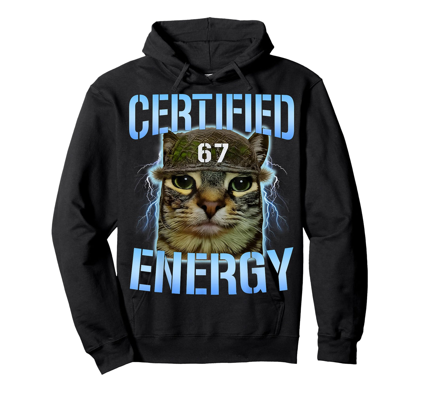 Funny Six Seven 67 Meme Certified Energy Cursed Cat Power T-Shirt