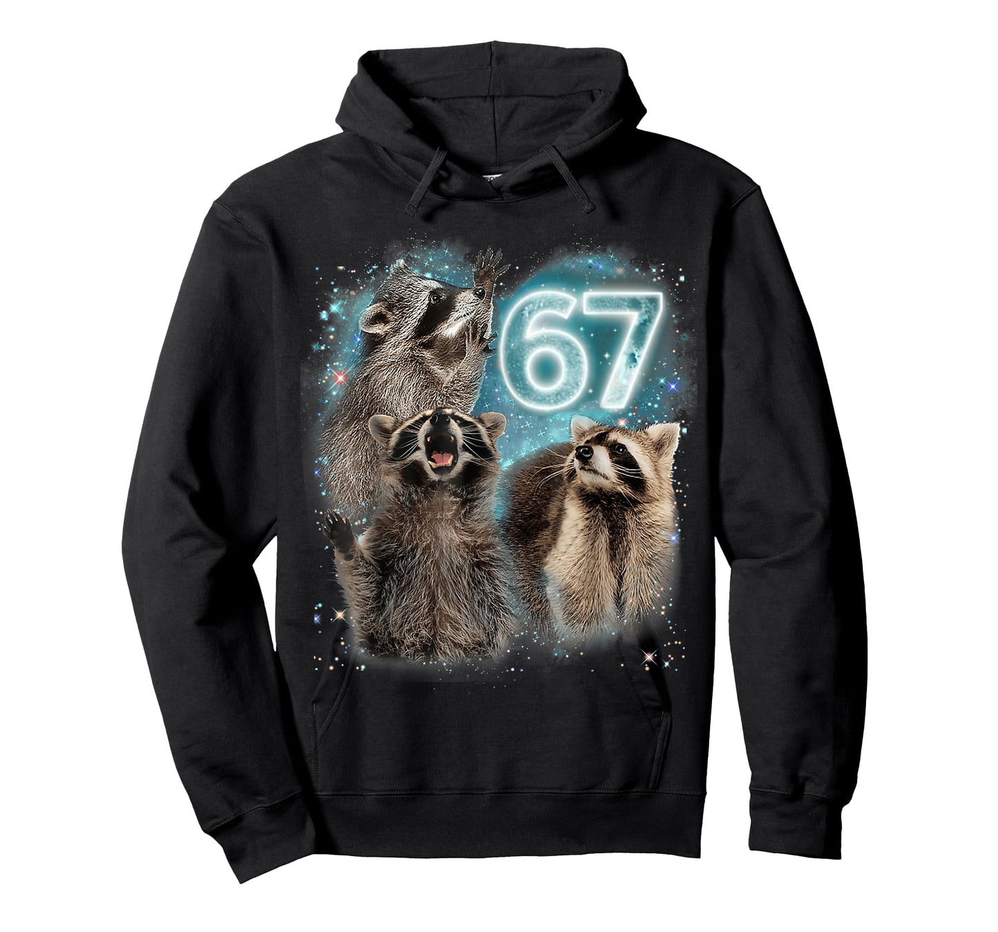 67 Meme Racoon Howling at The Moon 67 T-Shirt 6 7 Halloween T-Shirt