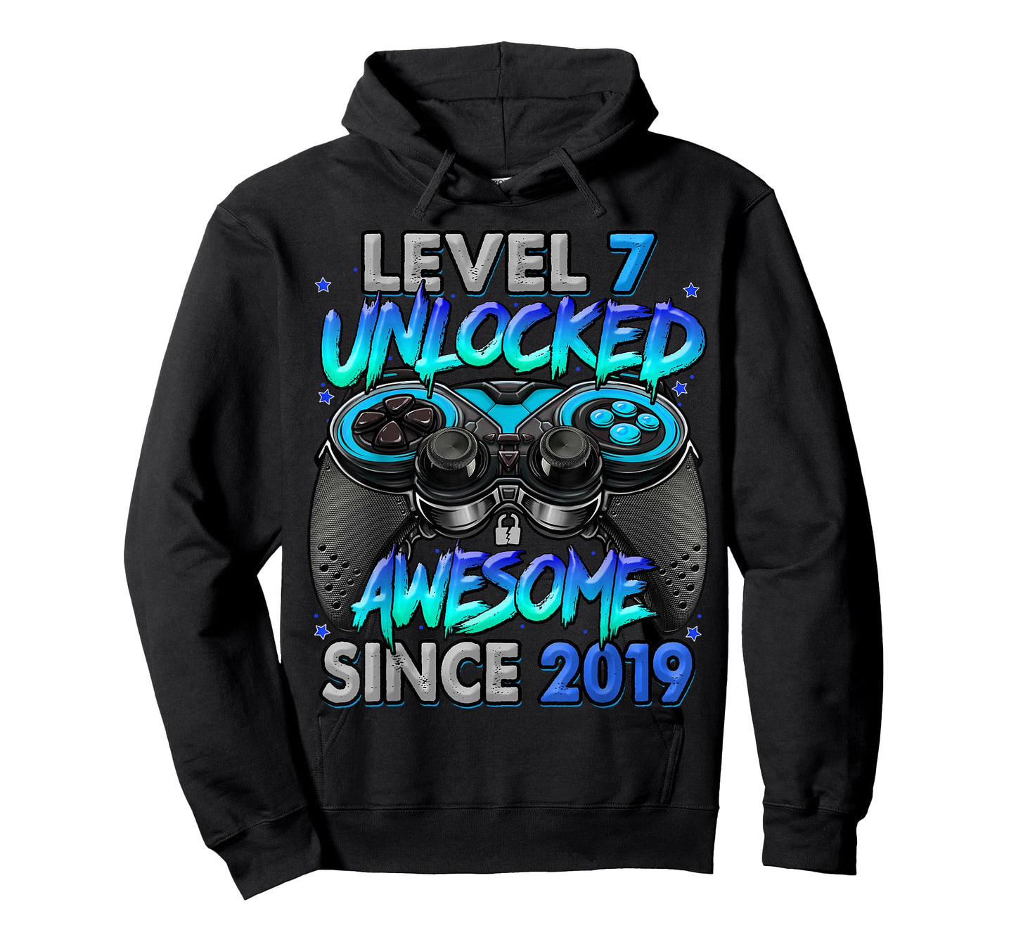 Level 7 Unlocked Awesome Since 2019 7th Birthday Gaming T-Shirt