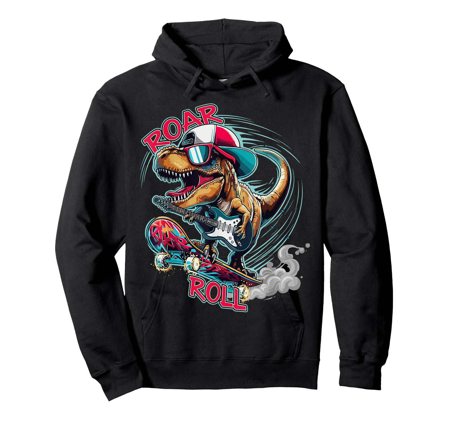 Skater Guitar T-Rex Roar Roll Dinosaur for Boys Men Women T-Shirt
