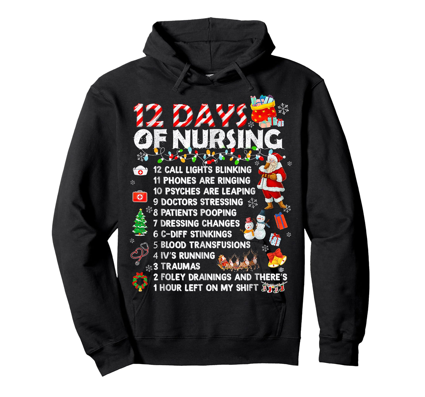 Nurses Merry Christmas Funny 12 Days of Nursing Xmas Women T-Shirt