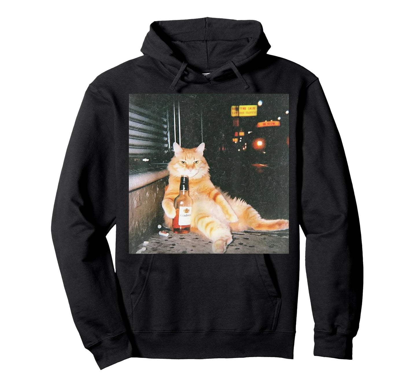 Vintage Drunk Cat Meme in Night Street Funny Cat Lover Gifts T-Shirt