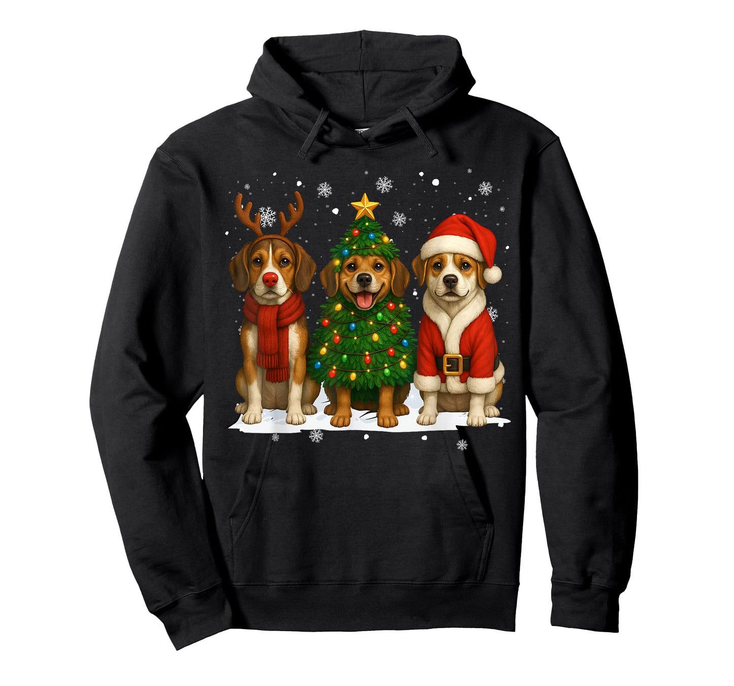 Retro Christmas Beagle Santa Reindeer Dog Lover T-Shirt