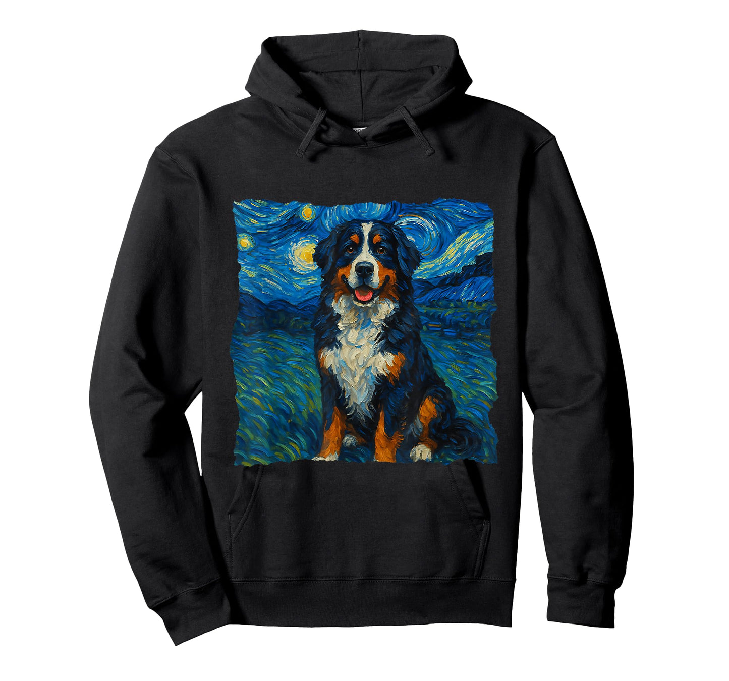 Bernese Mountain Dog Starry Night Style Painting Dog Lovers T-Shirt