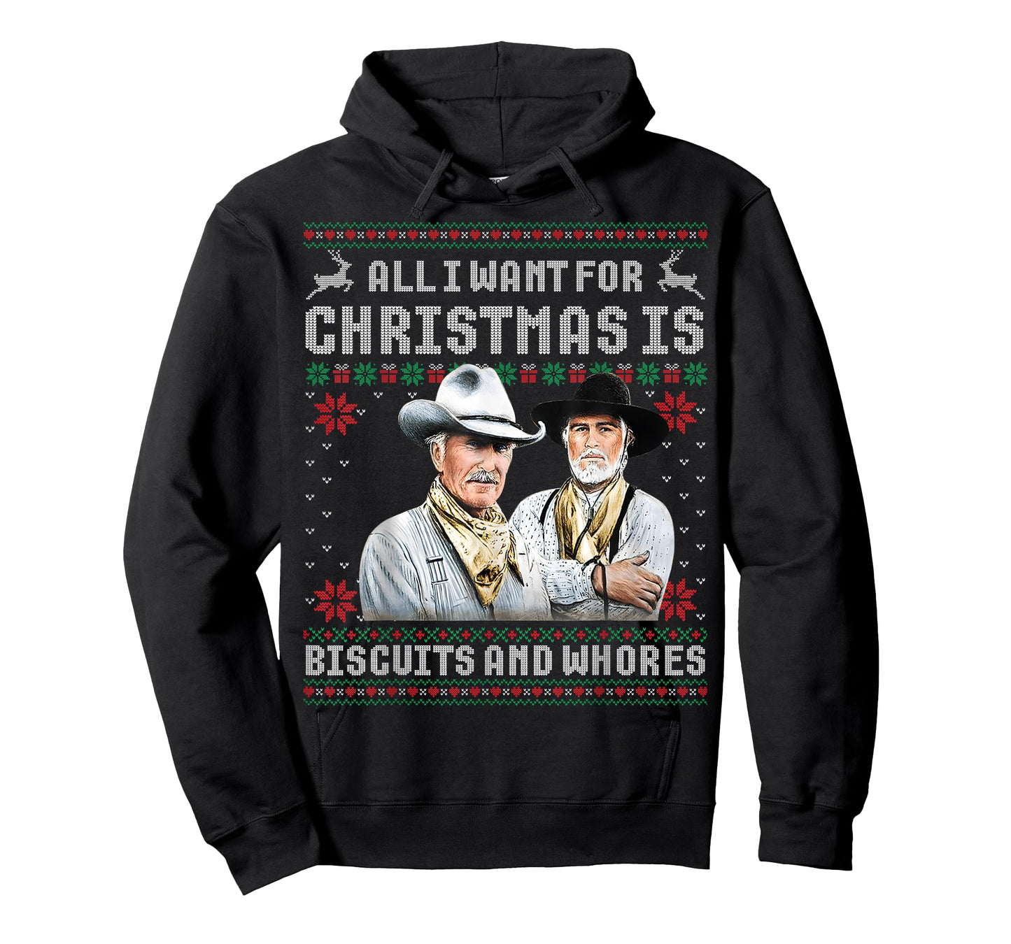 Western Cowboys Biscuits and Whores Christmas Quote Retro T-Shirt
