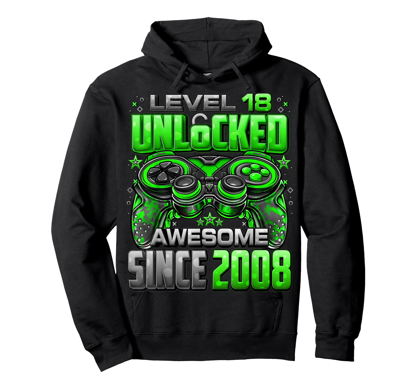 Level 18 Unlocked Awesome Since 2008 18th Birthday Gaming T-Shirt